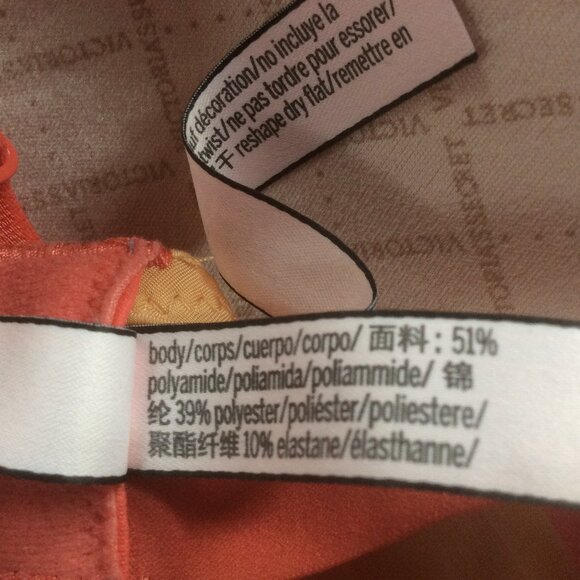 Victoria's Secret No-Wire Multi-way Color Block Orange/White Padded Bra Size 36D - Picture 6 of 8